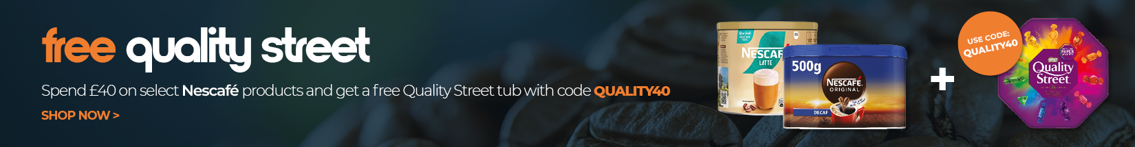 Spend 40 on select Nescafe products and claim a free tub of Quality Street with code QUALITY40.